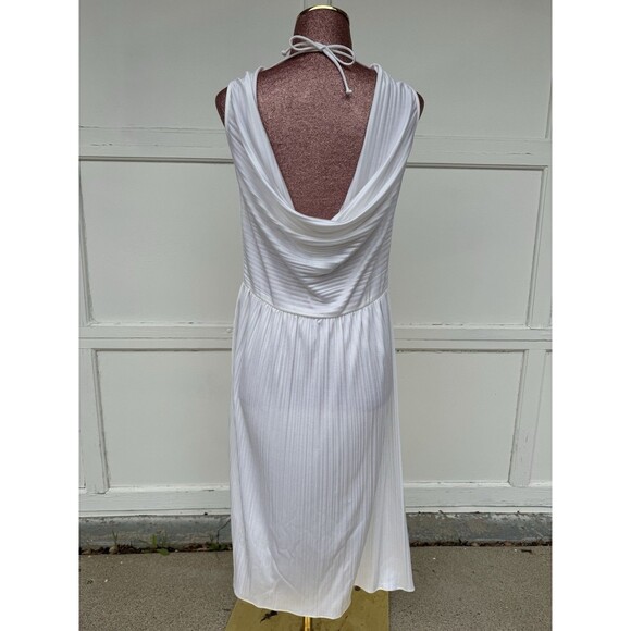 VTG Climax David Howard Dress Pleated White Marilyn Monroe LWD Grecian Goddess - Picture 3 of 5